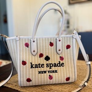 Kate Spade Beige and White Ladybug Tote